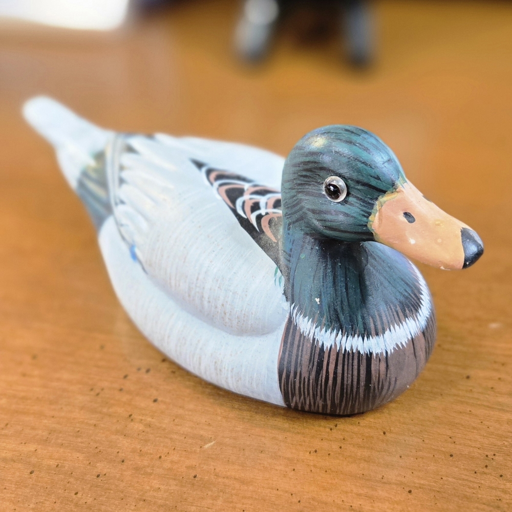 Small Ceramic Mallard Duck Figurine 6x2" Miniature